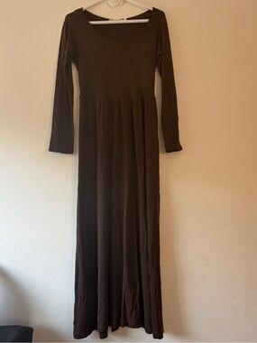 Tweeds Brown Long-Sleeve Maxi Dress